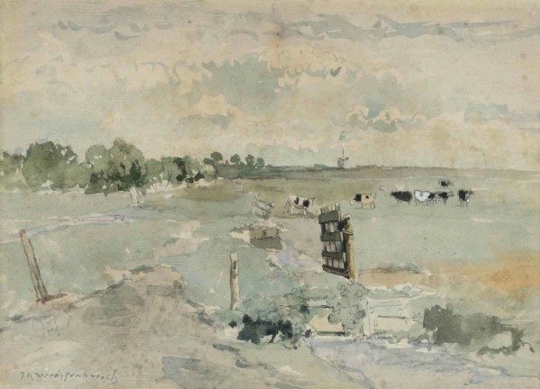 Landscape with cows and trees by Jan Hendrik Weissenbruch